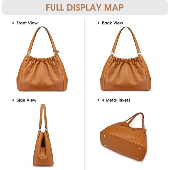 Genuine Leather Purses and Handbags for Women Soft Hobo Shoulder Bags Totes - Picture 7 of 8